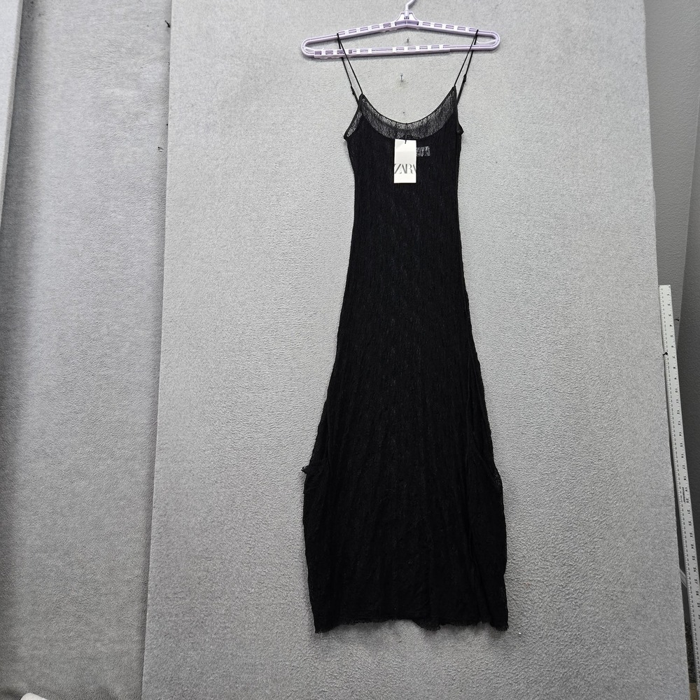 ZARA Women Dress S Black Maxi Lace Fairy Sleeveless Sheer Witchy Grunge NWT